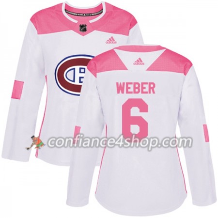 Adidas Maillot de Hockey Montreal Canadiens Shea Weber 6 2017-2018 Blanc Rose Fashion Authentic - Femme